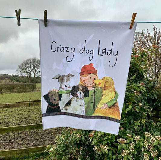 Alex Clark - Crazy Dog Lady Tea Towel