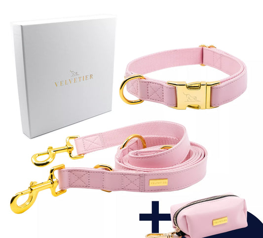 Velvetier Rose - Dog collar dog leash & bag dispenser